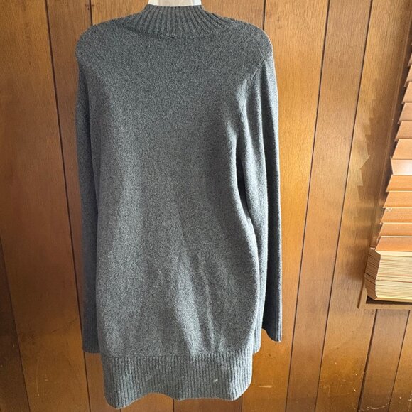 LOFT Sweater Womens L Gray Long Wide Sleeves Mock Neck Tunic Jumper Cozy Comfy - Picture 7 of 11